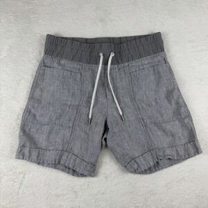 Athleta Linen Shorts Womens Size 2 Gray Elastic Waist Drawstring Casual Summer